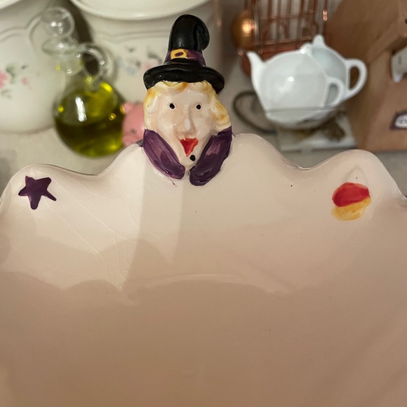 VTG Hand Painted Halloween Witch Candy Dish - Picture 3 of 4